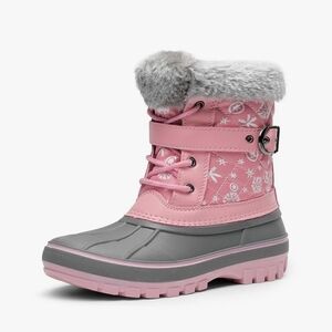Pink and Gray Kids Snow Boots